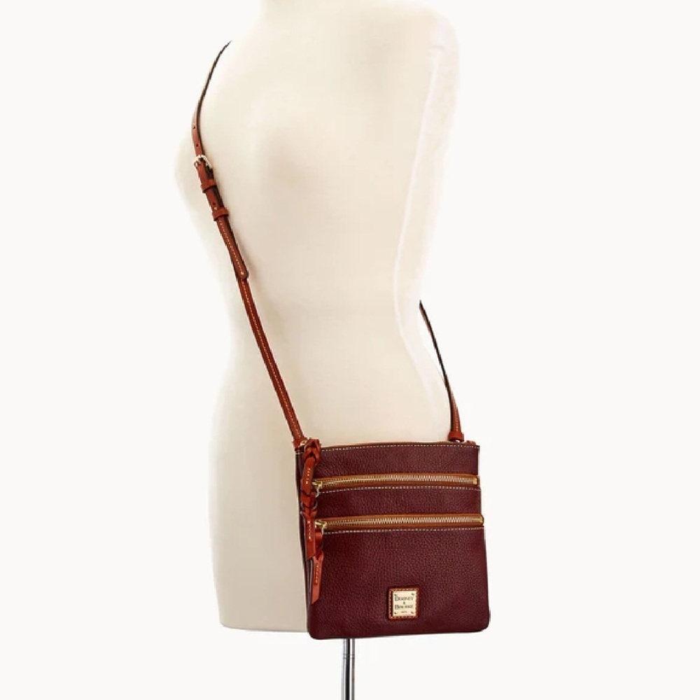 Dooney Bourke  burgundy  grain North South Triple Zip Crossbody (gently loved)